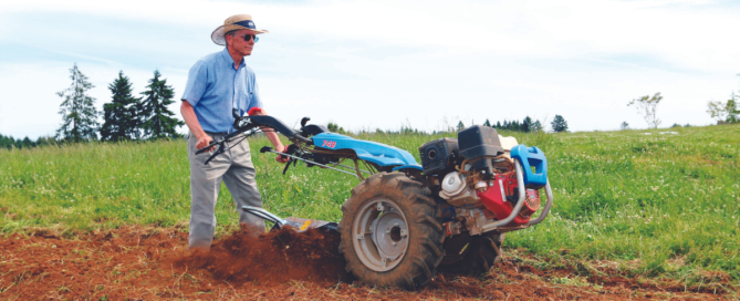 Man creates garden beds with a BCS Tractor