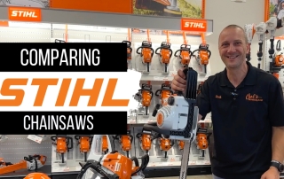 COMPARING STIHL CHAINSAWS | STIHL CHAINSAW GUIDE Image of man holding STIHL chainsaw